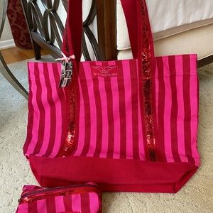Victoria’s Secret tote and makeup bag